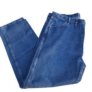 Men’s Rustler by Wrangler Jeans Size 44 x 32 Denim 5 Pocket Cotton Blue Jeans